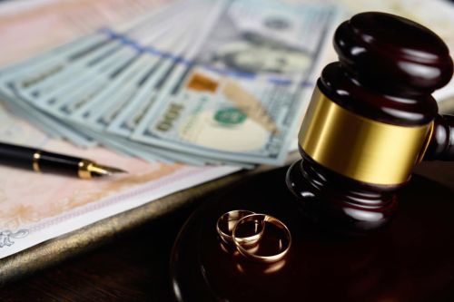 Divorce Settlement with Cash and Gavel, Financial Legal Dispute Concept